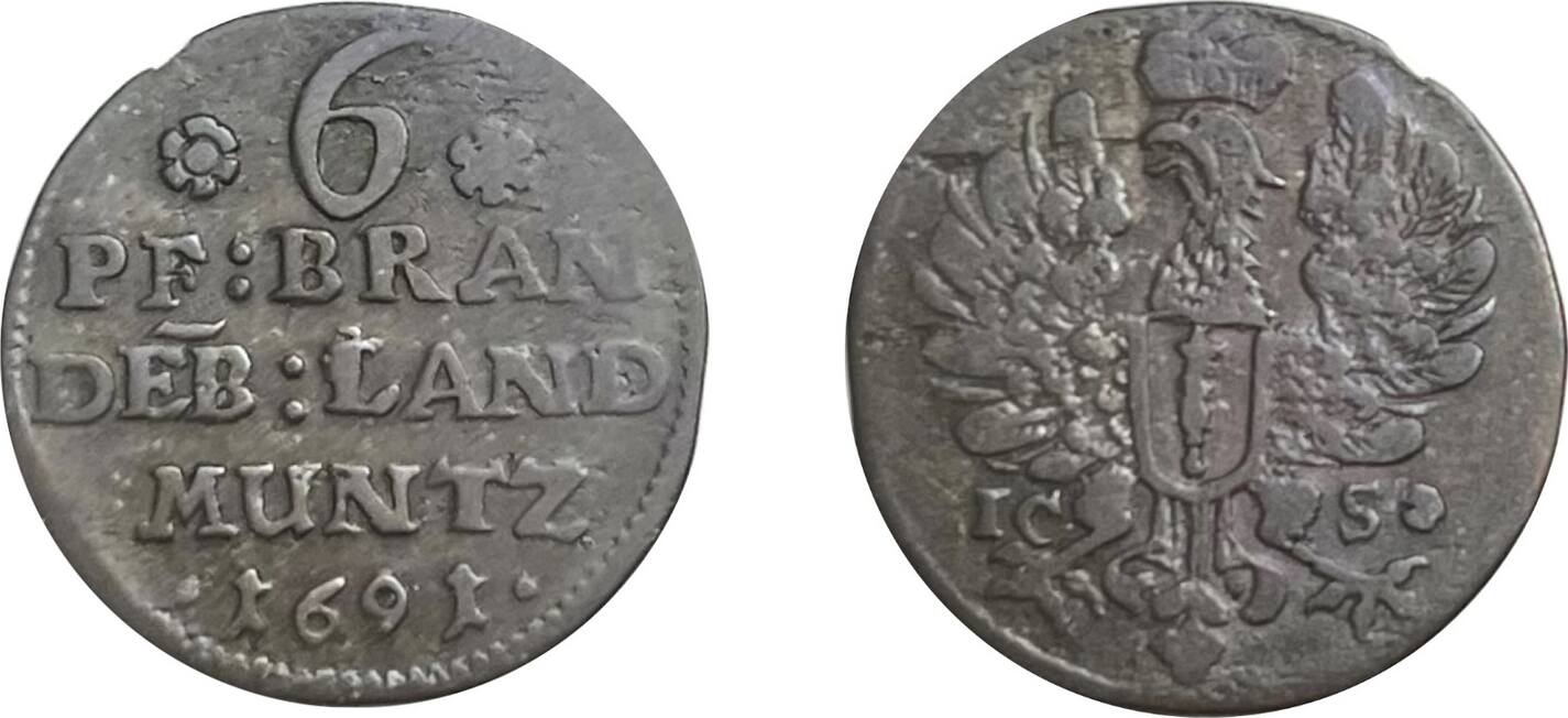 Altdeutschland/ Preussen 6 Pfennig 1691 ss