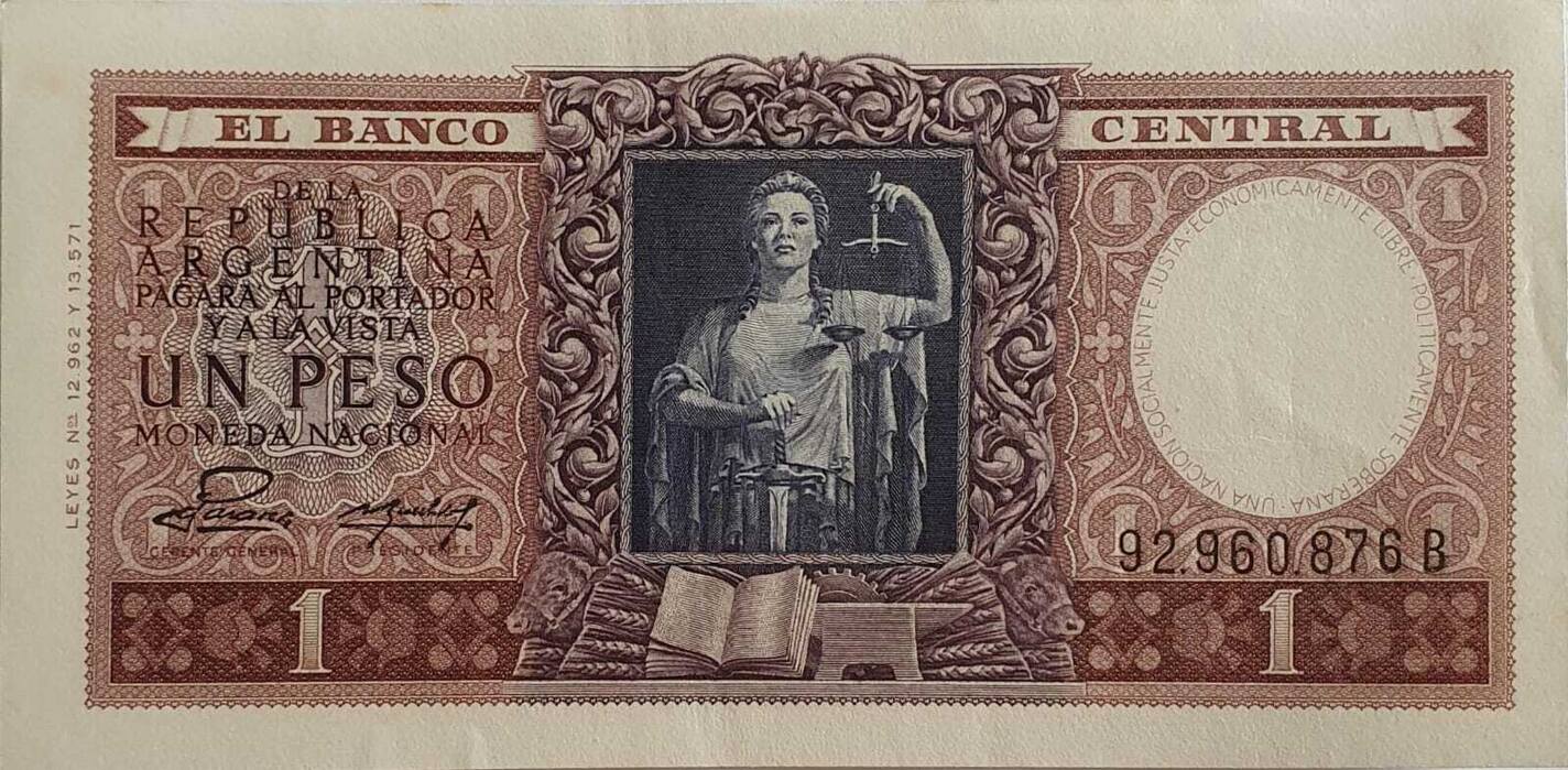 Argentinien 1 Peso 19521955 Banknote fast I