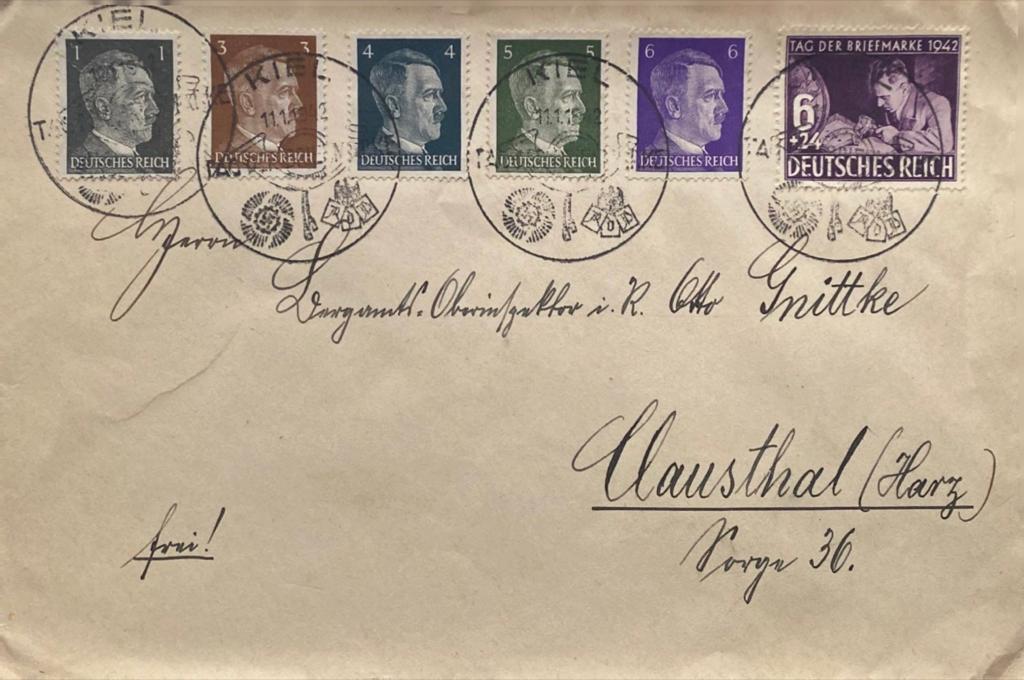 Deutschland, Drittes Reich Briefumschlag mit Briefmarke 1942 Stempel
