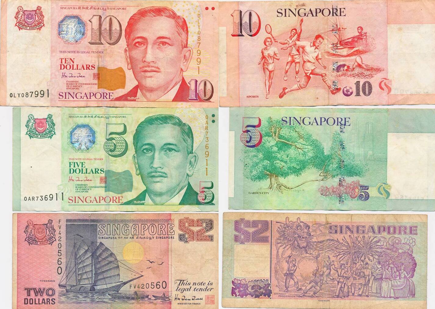 Singapur 2 5 10 Dollars 1992 1999 Singapore 3 Banknoten Lot III singapur-2-5-10-dollars-1992-1999-singapore-3-banknoten-lot-iii