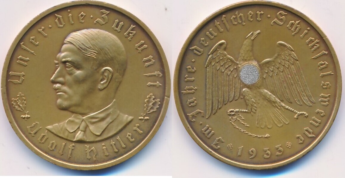 Deutschland III.Reich Medaille 1933 Machtergreifung Adolf Hitler ...