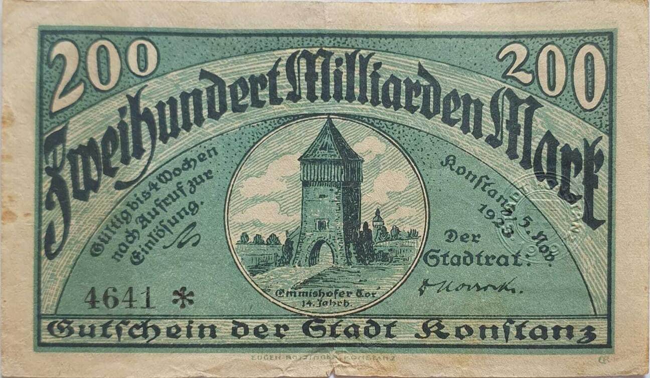 Deutschland Deutsches Reich 200 Md Mark 1923 Notgeld Konstanz IV deutschland-deutsches-reich-200-md-mark-1923-notgeld-konstanz-iv