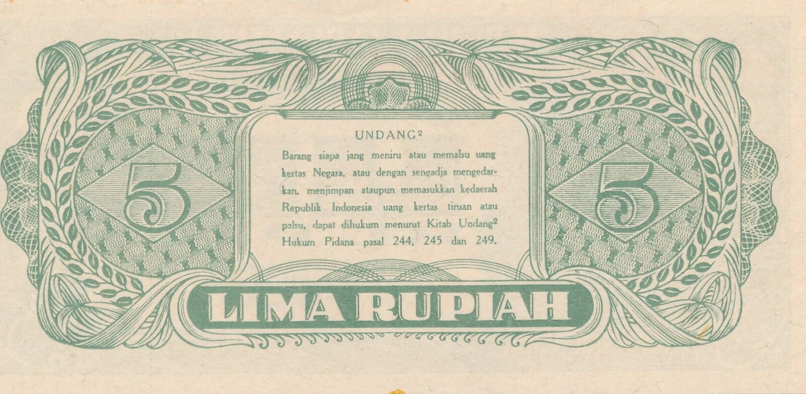 Indonesien 5 Rupiah 1945 Banknote unc- | MA-Shops