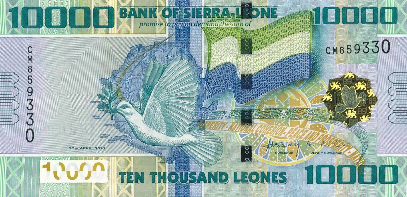 Sierra Leone 10000 Leones 2010 Banknote Unc MA Shops