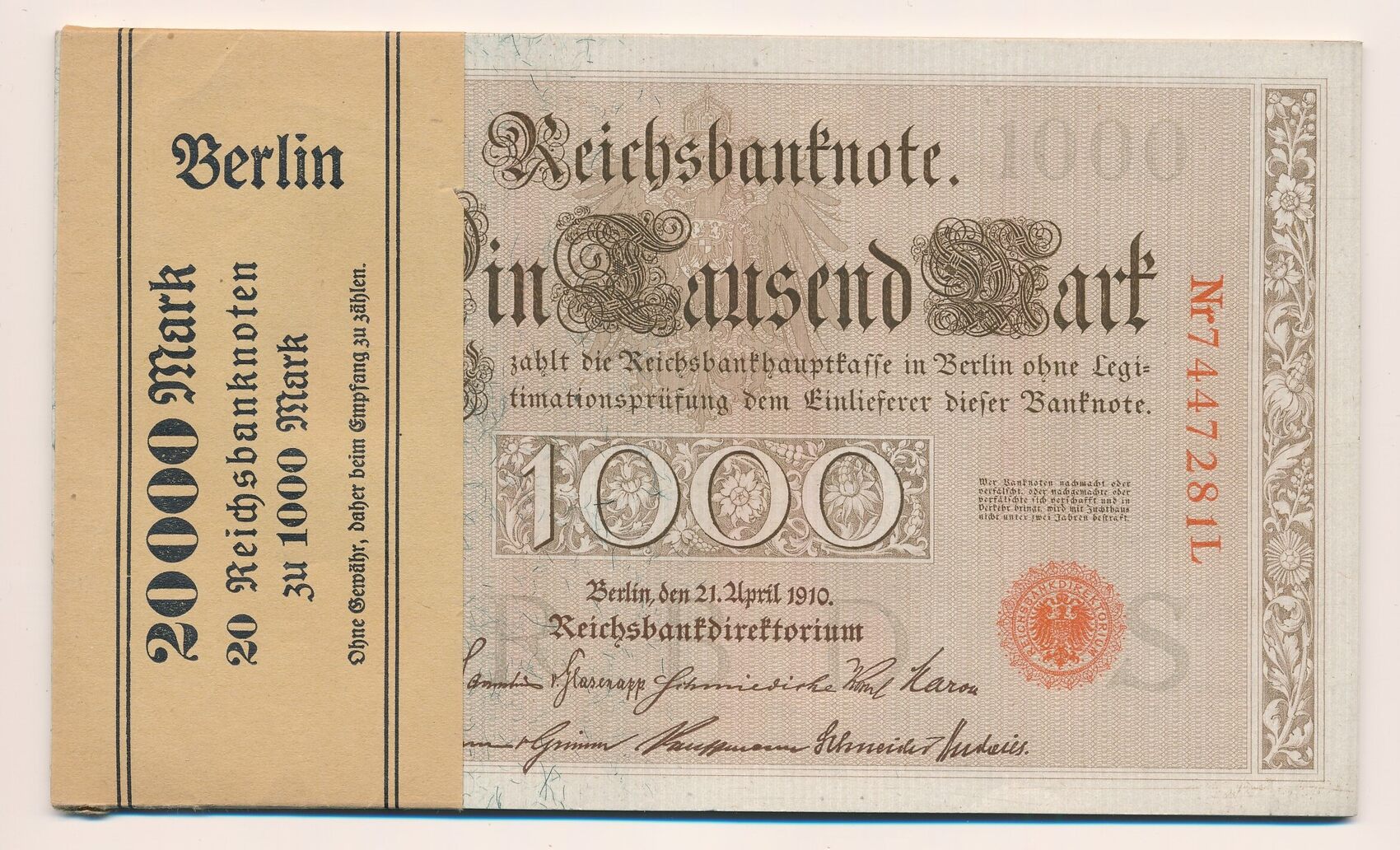 Kaiserreich Deutsches Reich Deutschland 20* 1000 Mark Reichsbanknote