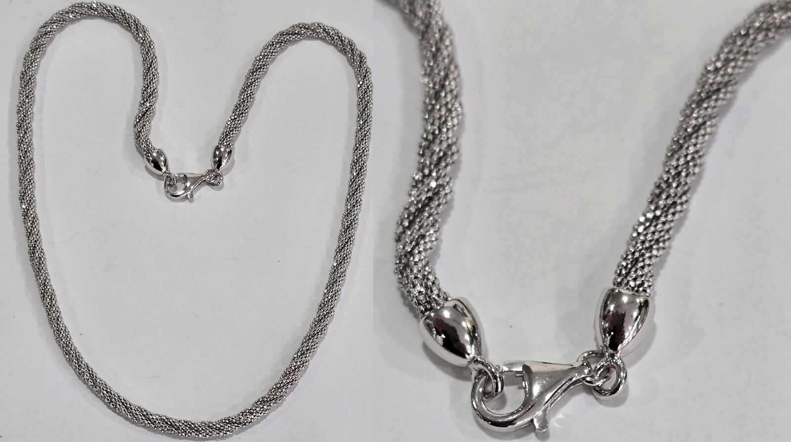 Silberschmuck 925er Silber rhodiniert gedrehte Silberkette Kette ... Silberschmuck 925er Silber rhodiniert gedrehte Silberkette Kette ...