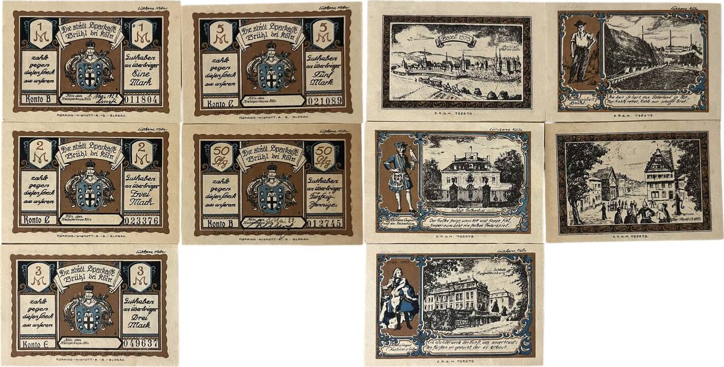 Deutschland, Deutsches Reich 1,2,3,5 Mark, 50 Pfennig 1922 5 x ...