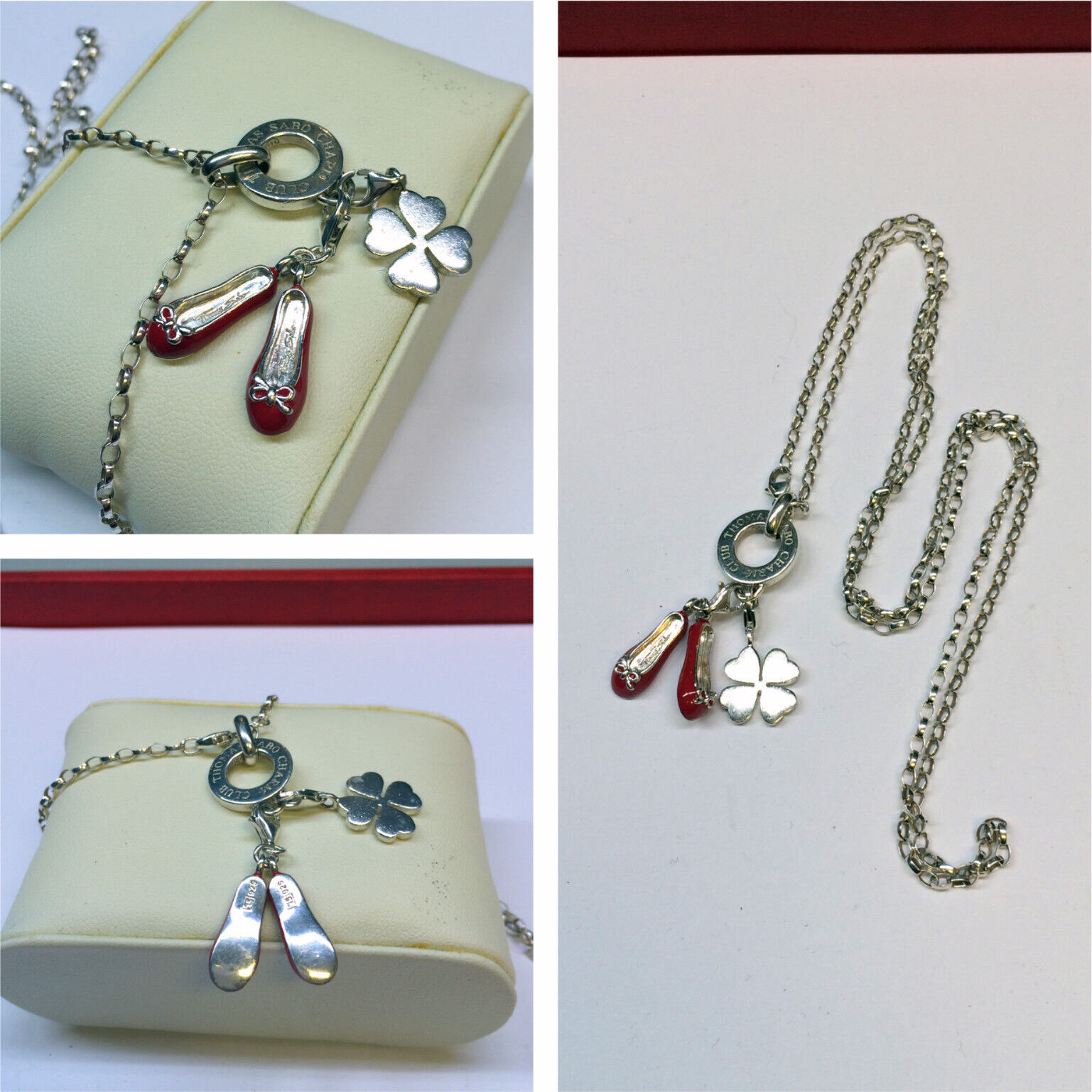 Silberkette mit charms Anhänger SABO von Ballerinas 925 und Kleeblatt THOMAS er | MA-Shops