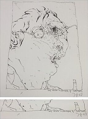 1968 Horst Janssen : Selbstportrait Original Lithographie | MA-Shops