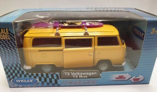 Welly VW T2 Bulli Modellauto – Gelb, Mit Rückzugsmotor, Ca. 12 Cm