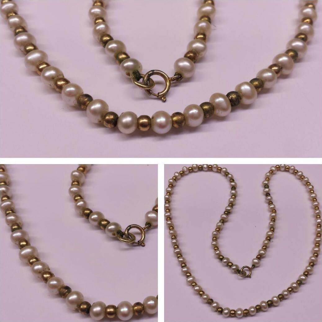 Akoya Perlen Kette mit 925er Silber Verschluß Perlencollier Perlenkette ...