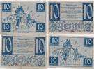 Württemberg-Hohenzollern 10 Pfennig 4 Banknoten Behelfsgeld, Finanzminesterium -