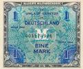 Eine Mark Besatzungsgeld US-Druck mit Geheimzeichen F -