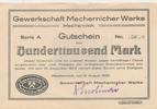 Mechernich 100 Tsd. Mark Gutschein Gewerkschaft Mechernicher Werke -