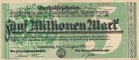 Hamburg 5 Millionen Mark 11. August 1923 Hamburg Aushilfsschein der Stadt Altona -