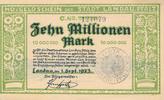 Landau 10 Millionen Mark Notgeldschein Notgeld der Stadt -