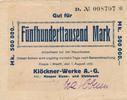 Haspe 500 Tausend Mark Klöckner-Werke A.G. Hasper Eisen- und Stahlwerk -