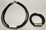 925er Silber Kette Silberkette Collier Silbercollier Armband mit Kautschuk -