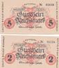 Mittelberg, Klein Walsertal Notgeld der Metzgerei Meusburger 2 + 5 Mark ( 1945 ) -