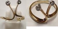 14K 585 bicolor Gold Ring Damenring Brillant Brillantring Goldring 0,08 Ct -