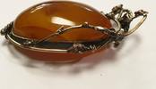 Alte Silber Brosche mit Bernstein Bernsteinbrosche Nadel Bernsteinschmuck -