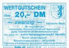 Deutschland 20 DM Mark Wertgutschein für Verbrauchermarkt Apolda -