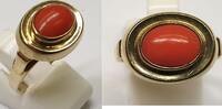Antiker 8K 333er Gold Ring Goldring mit Koralle Korallenring Damenring -