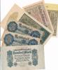 Lot v.6 versch.Banknoten v.1910-1937, Eine Rentenmark bis 50 Millionen Mark -