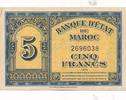Marokko 5 Francs 1943 Geldschein Banknote Maroc unz-