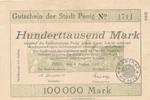 Deutschland 100000 Mark Notgeldschein Notgeld Penig Sachsen -
