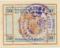 Helmbrechts Notgeldschein 50 Pfennig mit Stempel der Stadt um 1920 -