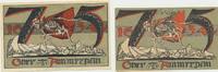 Ober Ammergau Notgeldscheine der Stadt 2 x 75 Pfennig -