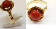 Ring 8 Karat Gold Koralle Korallenschmuck gelbgold -