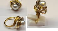 Goldring Ring 14 karat mit 0,15 Ct Brillant und Perle Damenring Diamantring -