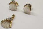 14 K 585er Gold Anhänger Ohrringe Set mit Diamant Goldohrringe -
