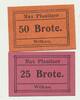 Wilkau Notgeldscheine Max Planitzer für 25 u. 50 Brote um 1920 -