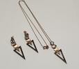 Silberset aus 925er Silber Ohrringe Collier Kette mit Farbsteinen vergoldet -