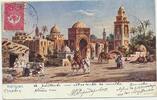 Ägypten AK Künstlerkarte Kairo postalisch gelaufen um 1910 mit Stempel,Marke -