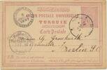 Türkei Postkarte Constantinopel nach Berlin 1897 -