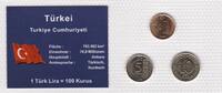 Türkei 1 5 10 Kurus Münzen Set original verschweißt Türkiye Cumhuriyeti -