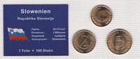 Slowenien 1 2 5 Tolar Münzen Set original verschweißt -