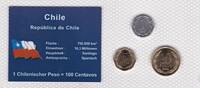 Chile 1 5 10 Pesos Münzen Set original verschweißt -