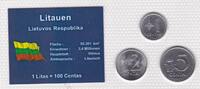 Litauen 1 2 5 Centai Münzen Set original verschweißt -