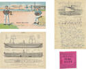 Kleines Konvolut Schifffahrt um 1920/41 Werbeblatt, Brief, Eintrittskarte -