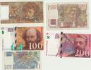Frankreich Lot Banknoten 5 Stück 10,50,2x100,200 Francs 1950,75 und später -