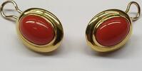 Korallenschmuck 18 Karat Gold Ohrringe 750 er Goldohrringe mit Koralle Ohrstecker -