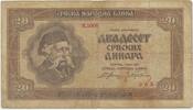 Serbien 20 Dinara Deutsche Besetzungausgaben des Zweiten Weltkrieges, Nationalbanknote -