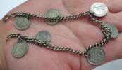 Niederlande Bettelarmband Silberarmband Armband 835 er Silber mit 7 x 10 Cent Münzen L: 21 cm -