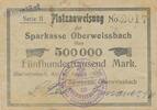 Deutschland Deutsches Reich 500000 Mark Notgeld Schwarzburg-Rudolstadt Oberweissbach Sparkasse -