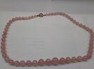 Collier Halskette Rosenquarz Kette Rosenquarzcollier 14 Karat 585er Gold verschluß im Verluaf -